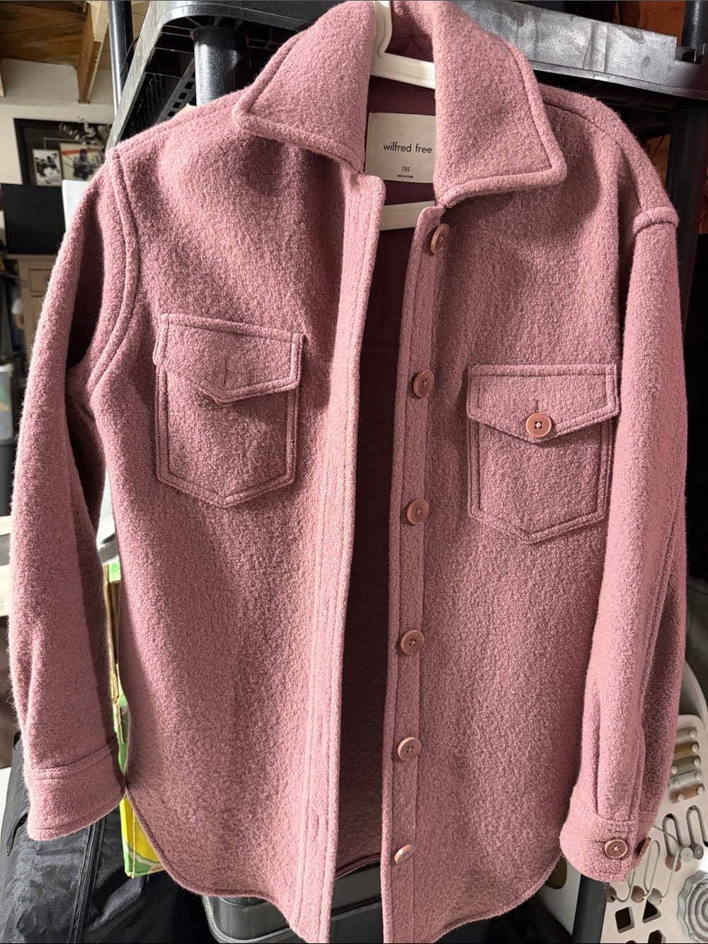 Wilfred Pink Wool-Blend Button Front Jacket